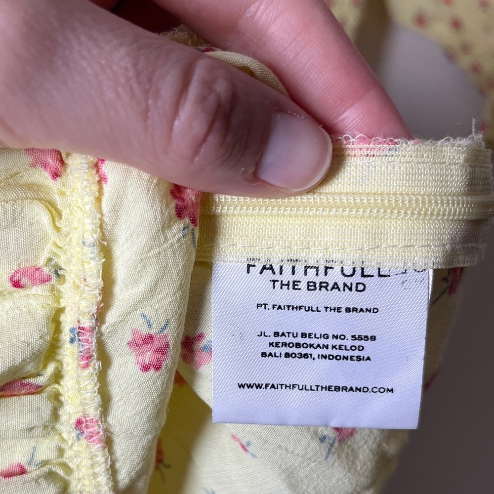 Faithfull The Brand Sage Mini Dress in Santa Maria Floral Yellow Sz XS - Picture 14 of 14